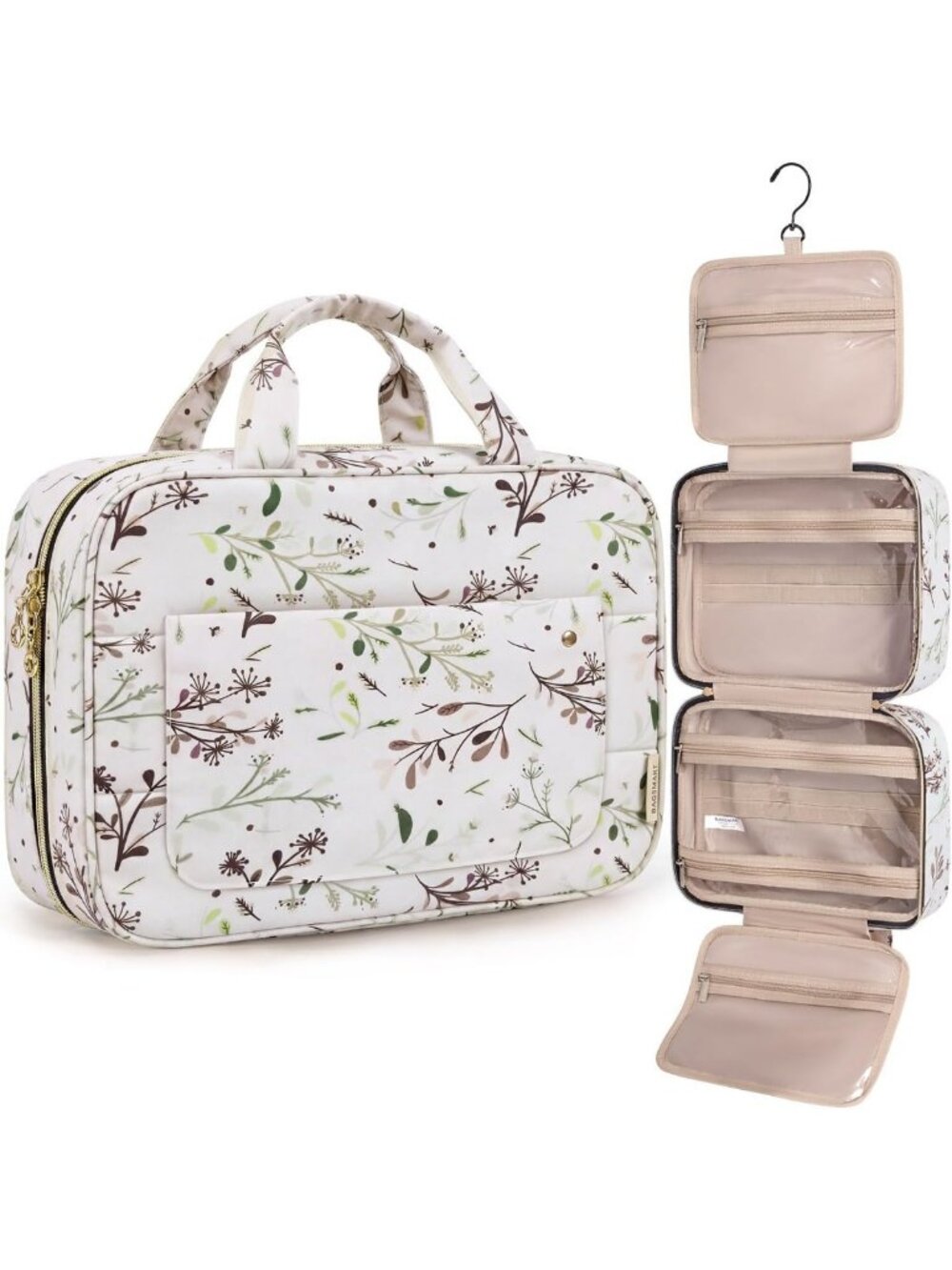Travel Toiletry Bag with Hanging Hook | Water-Resistant Makeup Organizer